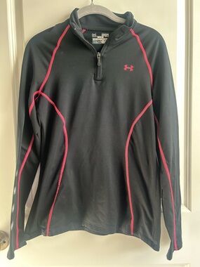 Under Armour Black Pullover with Pink Contrast Stitching